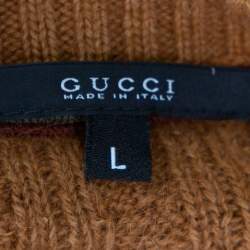 Gucci Brown Wool V-Neck Sweater L