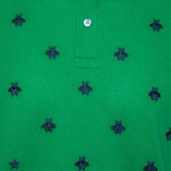 Pre Owned Gucci Green Cotton Pique Bee Embroidered Polo T-Shirt M
