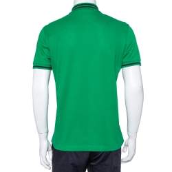 Pre Owned Gucci Green Cotton Pique Bee Embroidered Polo T-Shirt M