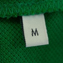 Pre Owned Gucci Green Cotton Pique Bee Embroidered Polo T-Shirt M