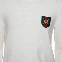 Pre Owned جامبر غوتشي قطن أبيض تريكو تايغر كريست مقاس كبير - لارج