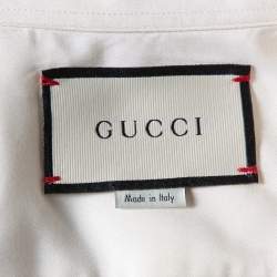 Gucci Cream Silk Pintuck Detail Button Front Skinny Shirt M