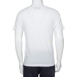 Gucci White Washed Cotton Logo Printed Oversized Crewneck T-Shirt XS
