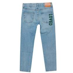 Pre Owned بنطلون جينز غوتشي ساق مستقيمة تفاصيل أبليك لوفد دنيم أزرق مقاس صغير