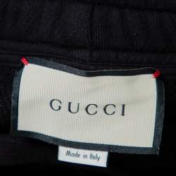 Pre Owned Gucci Black Cotton Logo Printed Joggers XS