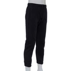 Pre Owned Gucci Black Cotton Logo Printed Joggers XS