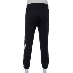 Pre Owned Gucci Black Cotton Logo Printed Joggers XS