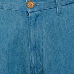 مملوكة مسبقًا بنطلون رياضي غوتشي تفاصيل مطرز شعار دنيم أزرق مقاس متوسط