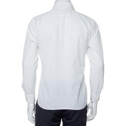 Pre Owned Gucci White Cotton Logo Jacquard Detail Button Front Fitted Shirt XL