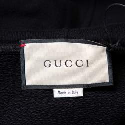 Pre Owned Gucci Black Logo Loved Printed Cotton Hoodie XS