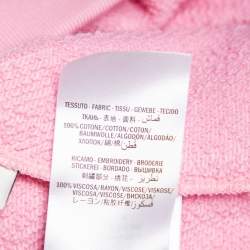 Gucci Pink Cotton Logo Dragon Embroidered Hoodie XS