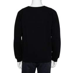 Gucci Black Logo Printed Cotton Leopard Applique Detail Sweatshirt S