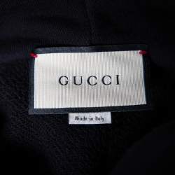 Gucci Black Vintage Logo Print Cotton Hooded Sweatshirt S