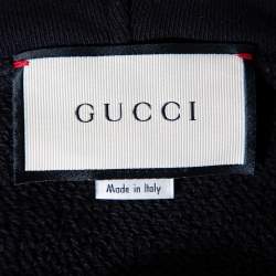 Gucci Black Interlocking G Print Cotton Hooded Sweatshirt S 