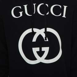 Gucci Black Interlocking G Print Cotton Hooded Sweatshirt S 