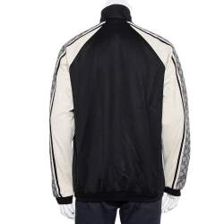 Pre Owned Gucci Black & Cream Jersey Shoulder Strip Detail Oversized Technical Jacket XS