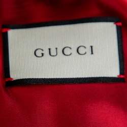 Gucci Black Satin Contrast Trim Spiritismo Applique Detail Bomber Jacket M