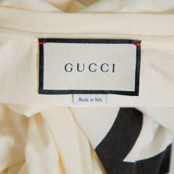 Pre Owned تي شيرت غوتشي رقبة مستديرة كبير قطن طباعة حرف جي متشابك كريمي مقاس صغير جداً