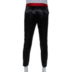 Pre Owned Gucci Black Sateen Side Strip Detail Track Pants M 