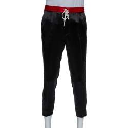 Pre Owned Gucci Black Sateen Side Strip Detail Track Pants M 