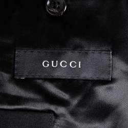 Pre Owned Gucci Black Wool Contrast Collar & Strip Detail Regular Fit Suit 3XL