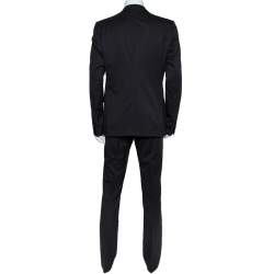 Pre Owned Gucci Black Wool Contrast Collar & Strip Detail Regular Fit Suit 3XL