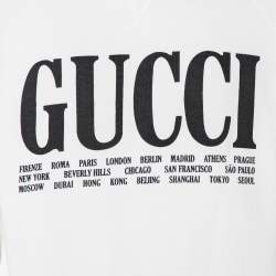 Gucci White Cotton Logo & Cities Printed Crewneck Sweatshirt M