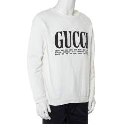Gucci White Cotton Logo & Cities Printed Crewneck Sweatshirt M