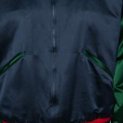 مملوكة مسبقًا Gucci Multicolor Silk Satin Panther Applique Detail Bomber Jacket XXL