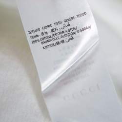 Gucci White Logo Printed Cotton Distressed Crewneck T-Shirt XL