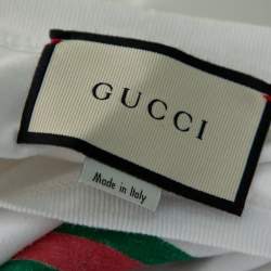 Gucci White Logo Printed Cotton Distressed Crewneck T-Shirt XL