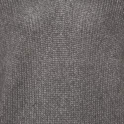 Pre Owned Gucci Grey Silk & Mohair Cable Knit V-Neck Sweater XL