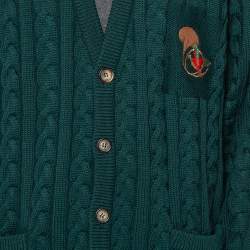Pre Owned Gucci Dark Green Cable Knit Wool Button Front Cardigan XXL