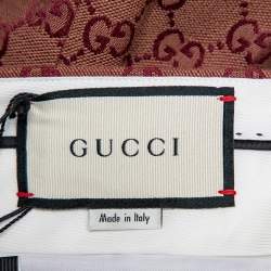 Pre Owned Gucci Brown Logo Jacquard Wide Leg Pants M
