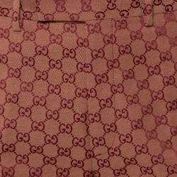 Pre Owned Gucci Brown Logo Jacquard Wide Leg Pants M