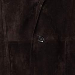 Gucci Brown Suede Button Front Long Jacket 3XL