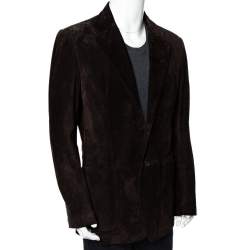Gucci Brown Suede Button Front Long Jacket 3XL