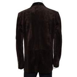 Gucci Brown Suede Button Front Long Jacket 3XL