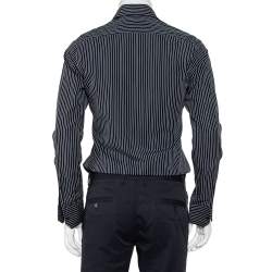 Pre Owned Gucci Black Striped Cotton Button Front Shirt S
