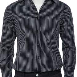 Pre Owned Gucci Black Striped Cotton Button Front Shirt S