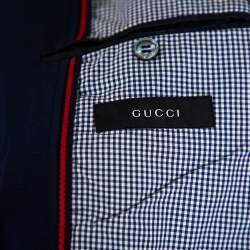 Gucci Navy Blue Cotton & Linen Button Front Blazer M