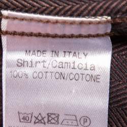 Pre Owned قميص غوتشي أزرار أمامية قطن بني مقاس صغير (سمول)