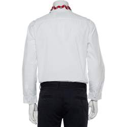 Pre Owned Gucci White Cotton Snake Embroidered Collar Duke Shirt L