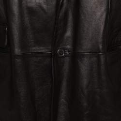 Gucci Brown Leather Button Front Blazer 3XL