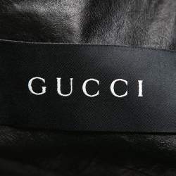 Gucci Black Leather Button Front Blazer 3XL 
