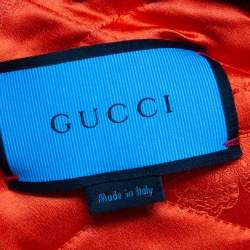 Pre Owned Gucci Metallic Ghost Handpainted Synthetic & Fur Trim Bomber Jacket XXL