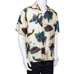 Gucci Multicolor Fish Print Silk Short Sleeve Shirt M