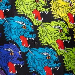 Pre Owned قميص غوتشي بولينغ حرير طباعة نمر متعدد الألوان مقاس صغير