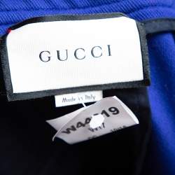 Pre Owned Gucci Blue Cotton Pique Logo Striped Track Pants M