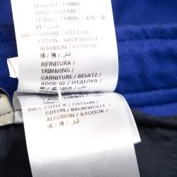 Pre Owned Gucci Blue Cotton Pique Logo Striped Track Pants M